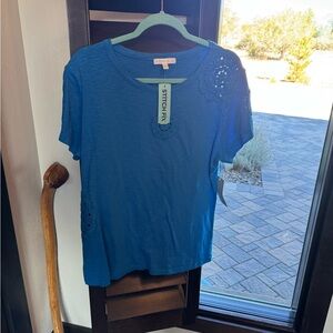 Design History Blue Short Sleeve Top